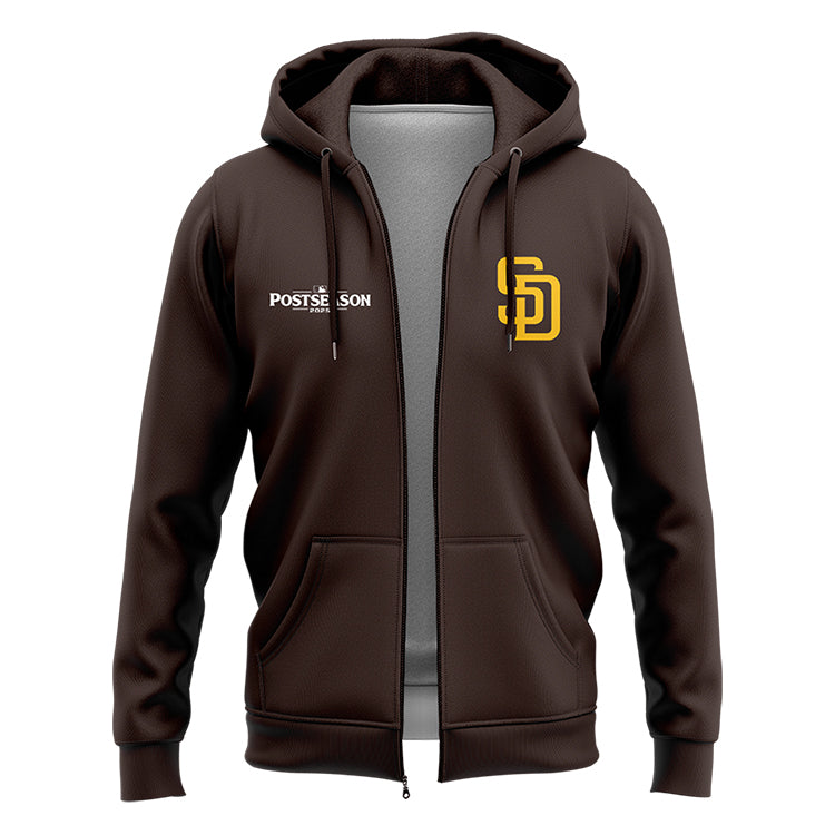 San Diego Padres Brown 2025 Postseason Locker Room ZipHoodie