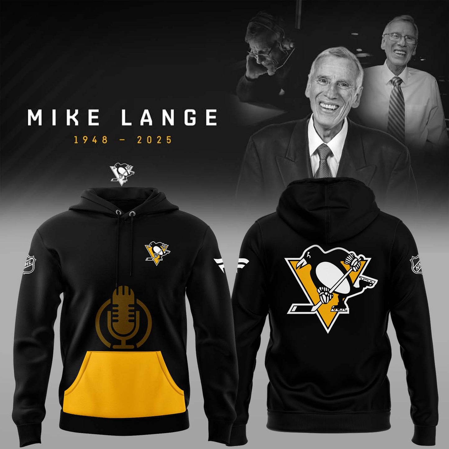 Limited Edition Honoring The Legend, Mike Lange - "Voice of the Penguins" Hoodie-AB022025502