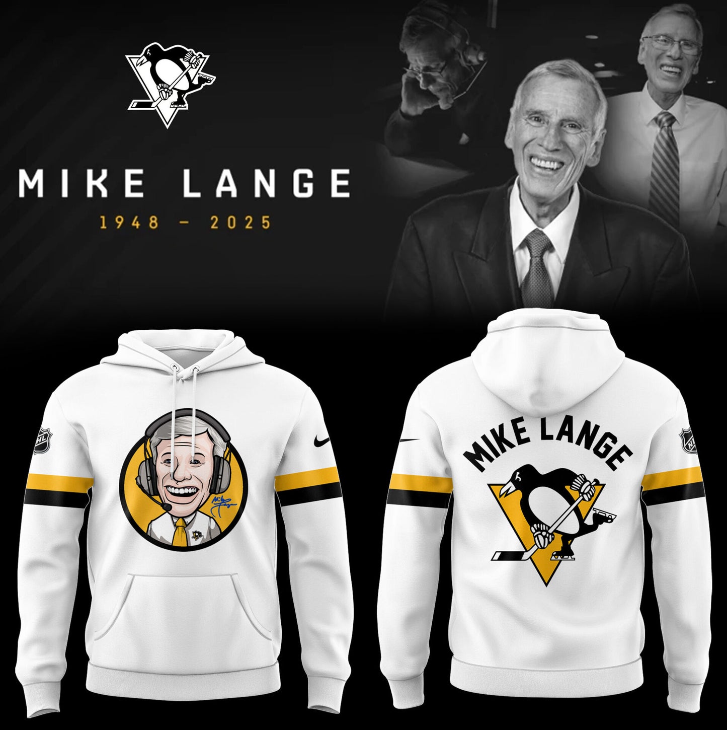 Limited Edition Honoring The Legend, Mike Lange - "Voice of the Penguins" Hoodie-PA02202510