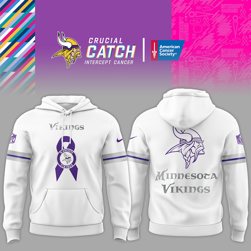 Minnesota Vikings Limited Intercept Cancer 2025 Black Hoodie