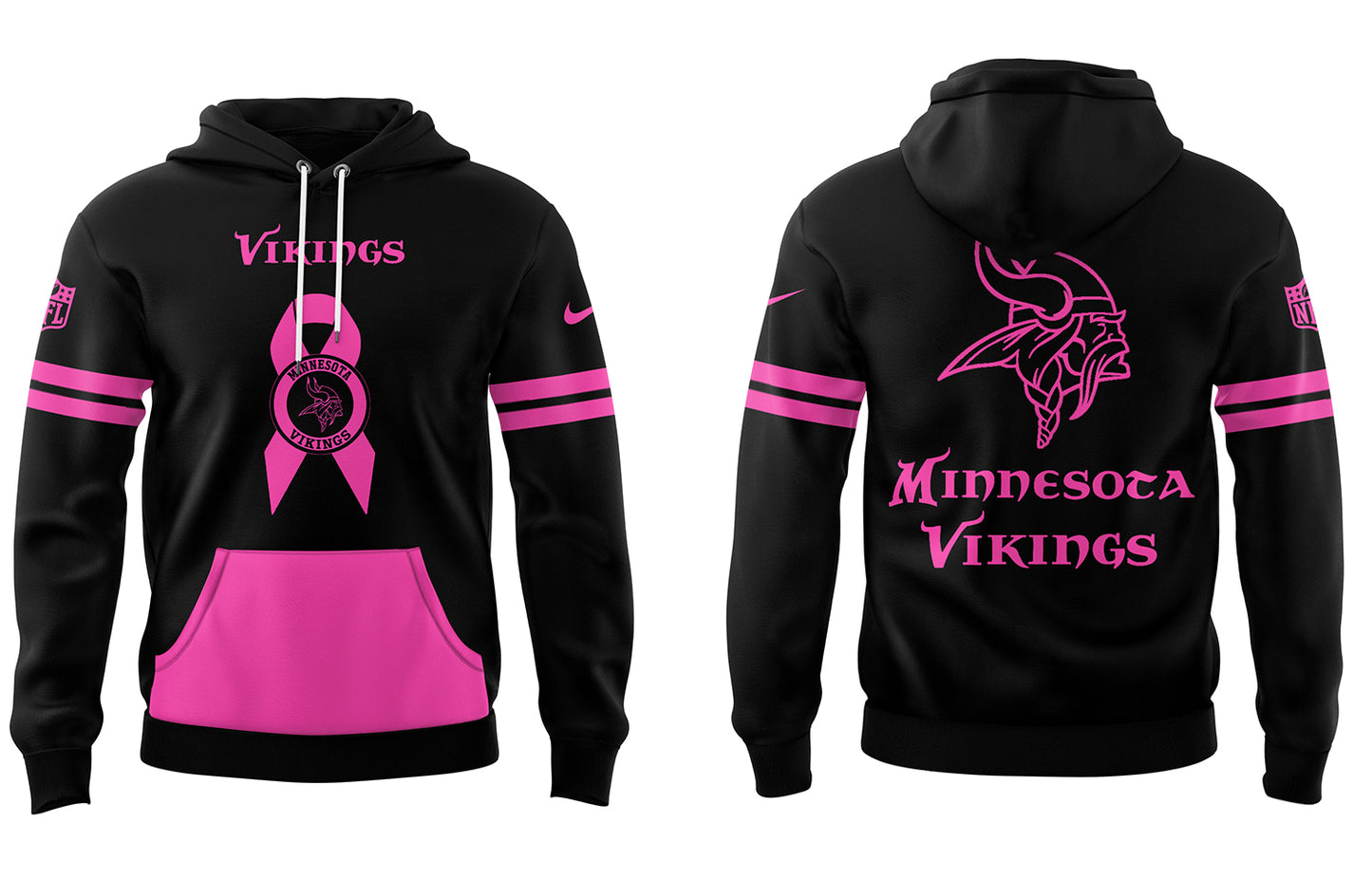 Minnesota Vikings Limited Intercept Cancer 2025 Black Hoodie