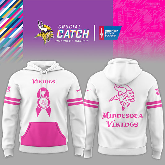 Minnesota Vikings Limited Intercept Cancer 2025 Black Hoodie