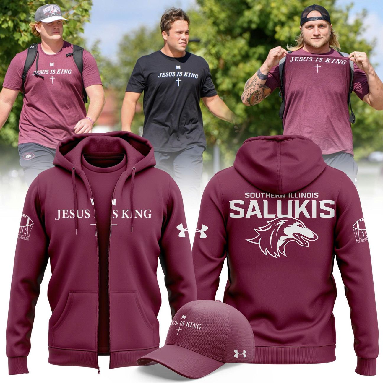 Saluki Football "Jesus Is King" Zip Hoodie 2025