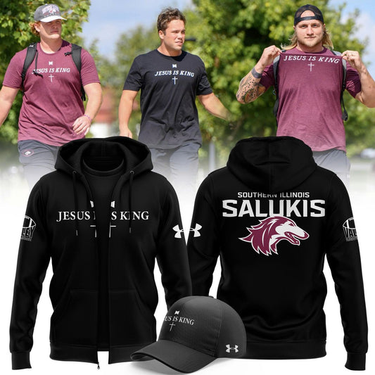 Saluki Football "Jesus Is King" Zip Hoodie 2025 Black