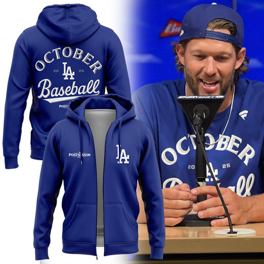 Special New Angeles Dodgers Fanatics Royal 2025 Postseason Locker Room ZipHoodie