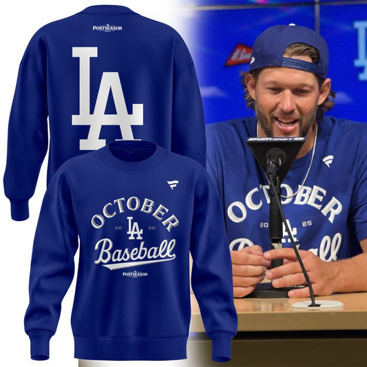 Special New Angeles Dodgers Fanatics Royal 2025 Postseason Locker Room Sweat
