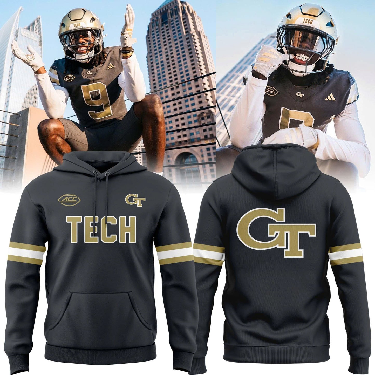 Special 2025 Grey Steel Uniform Georgia Tech Football Hoodie