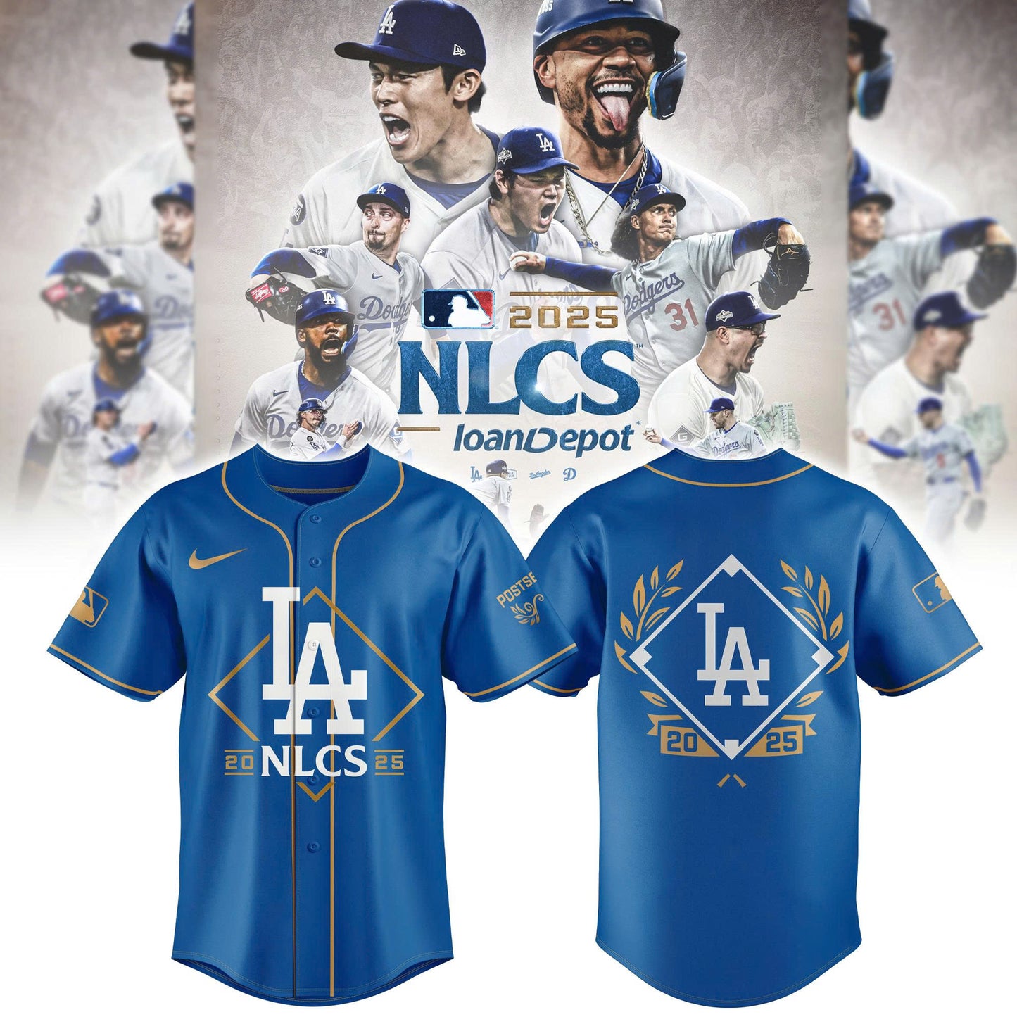 Los Angeles Dodgers Blue National League Division Series Champions Locker Room Baseball Jersey