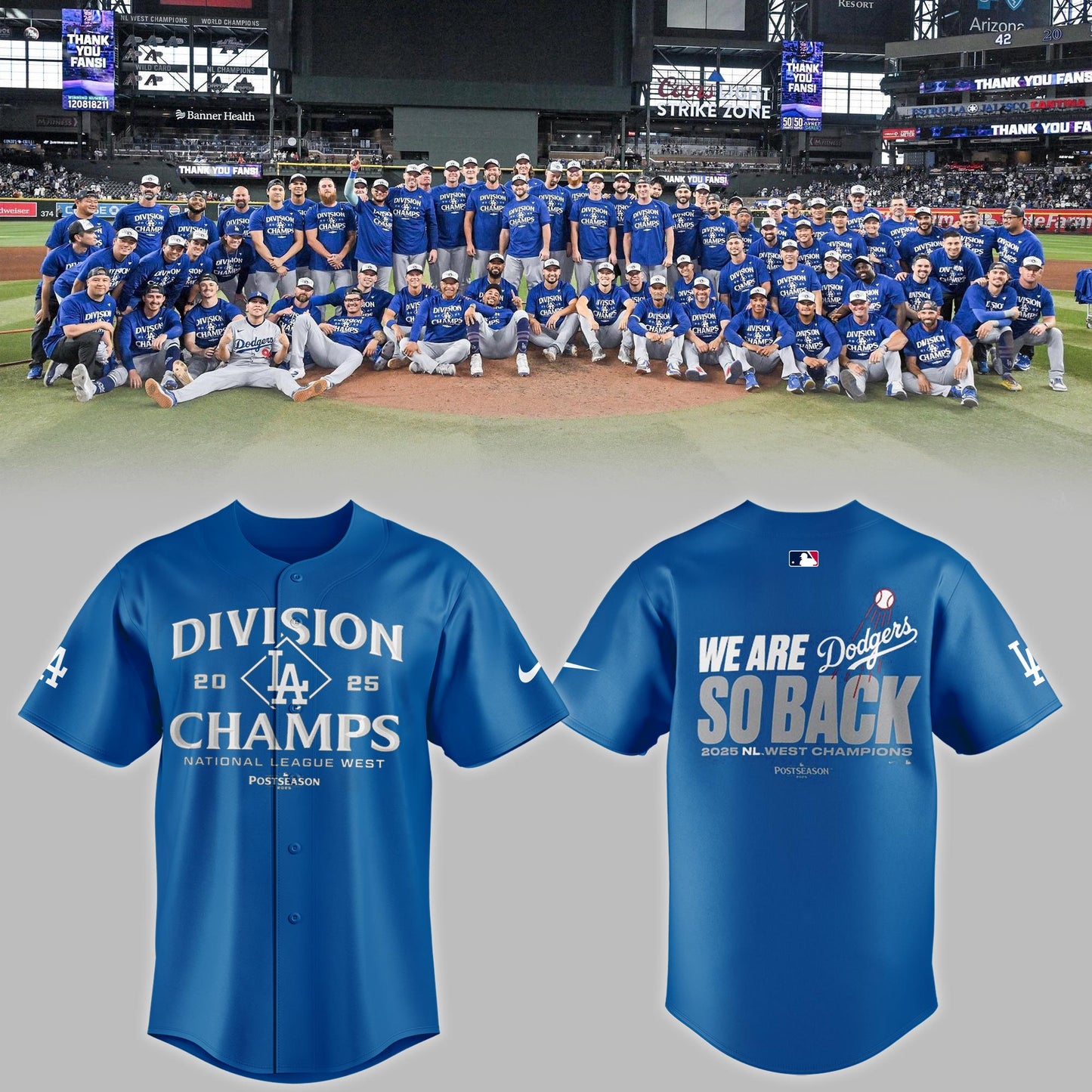Los Angeles Dodgers 2025 NL West Division Champions Limited Jersey