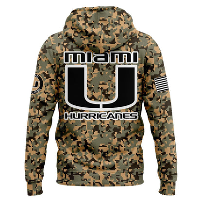 Miami Hurricanes Football x Military Camo Mode Hoodie 2025