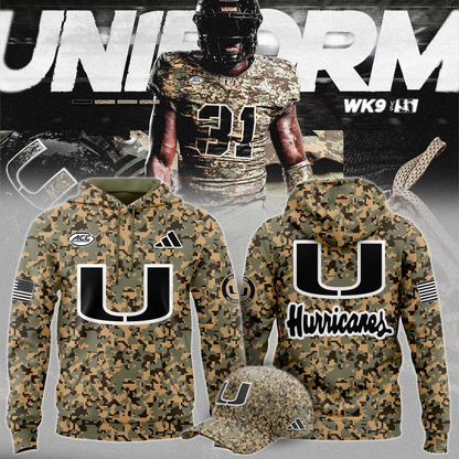 Miami Hurricanes Football x Military Camo Mode Limited Edition Hoodie 2025