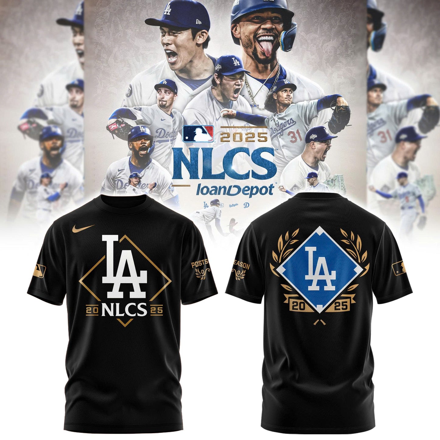Los Angeles Dodgers Black National League Division Series Champions Locker Room Combo Tshirt