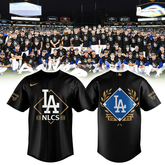 Los Angeles Dodgers Black National League Division Series Champions Locker Room Baseball Jersey