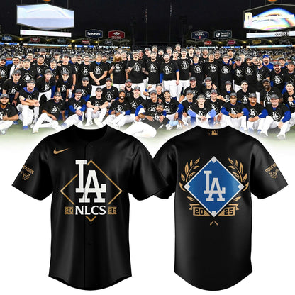 Los Angeles Dodgers Black National League Division Series Champions Locker Room Baseball Jersey